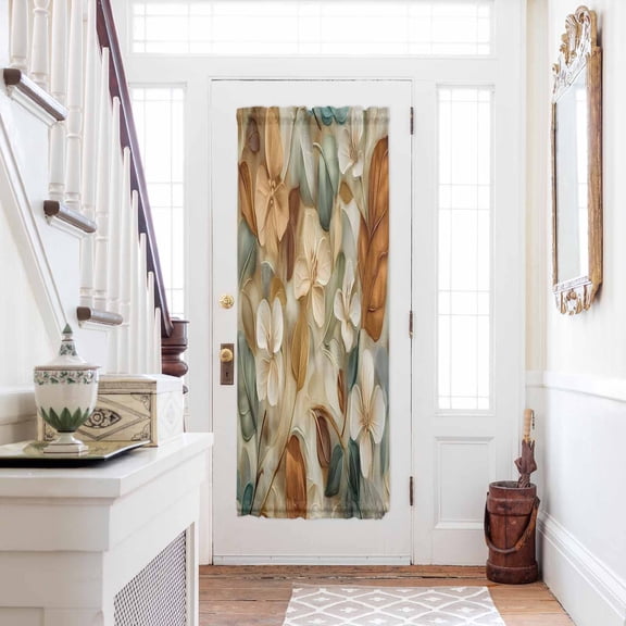 Floral Door Curtains for Door Window, French Sidelight Front Back Door Curtains With Tieback, Modern Abstract Art Farmhouse Kitchen Rod Pocket Drapes Panel, 54"x72"