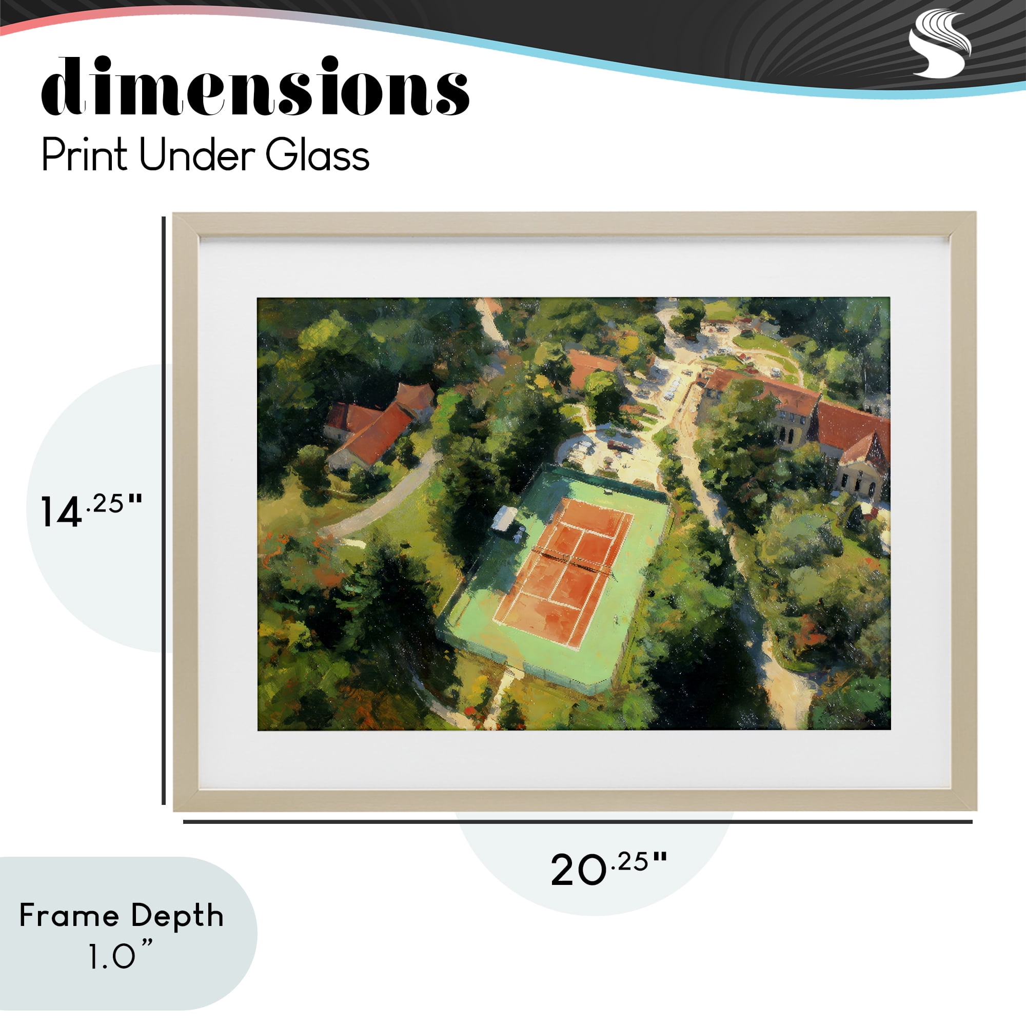 Stupell Industries Aerial Tennis Court Park Birch Framed Print Under Glass, design by Petal Prints Design