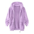 thumbnail image 5 of Abcomgle Girls Winter Jacket 10-12 Full Zip Up Sherpa Coat for Girls Fleece Hooded Teddy Sweatshirt for Girls Winter Warm Fuzzy Sweater for Girls with Pockets,11-12Y,Light Purple, 5 of 6