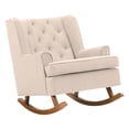 thumbnail image 3 of CorLiving Eleanor Fabric Tufted Timeless High Wingback Rocking Arm Chair with Wood Frame, Beige, 3 of 12