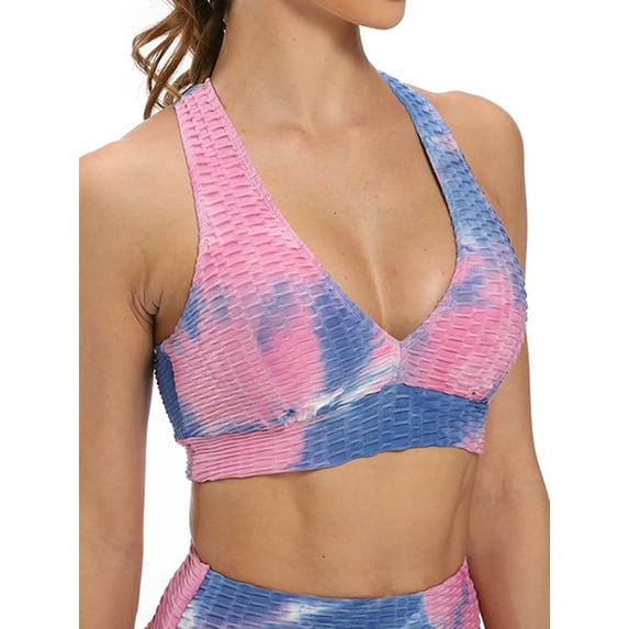 YouLoveIt Women Sports Bras Cross Back Yoga Bras Removable Pad Tank Top Yoga Sports Bra Women's Seamless Sports Bra Workout Bras Padded Sports Bras