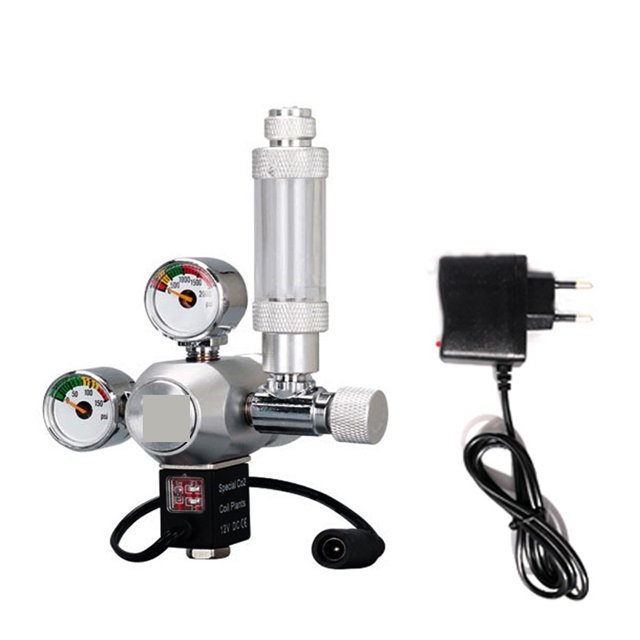 Régulateur de CO2 Hydroponique avec Valve de Contrôle Système de Contrôle par Solénoïde Kit de Réduction de Pression de CO2 pour Aquarium, Installation Facile