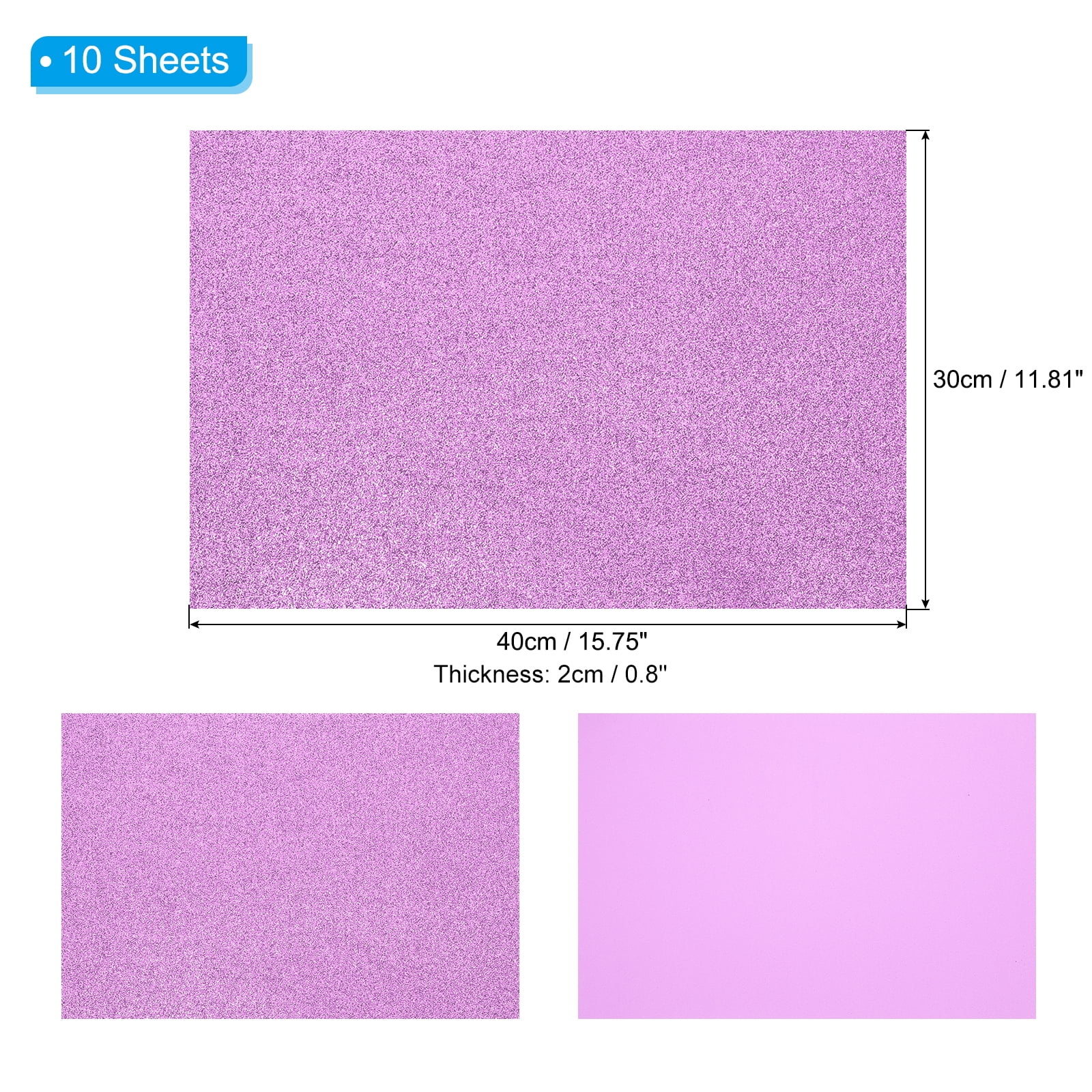 Uxcell 20 Sheets 2mm Glitter Foam Sheet, 16" x 12" Silver Sparkle EVA Paper