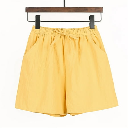 

Women s Cotton Shorts with Pockets Casual Baggy Wide Leg Comfy Short Women s Cotton Shorts with Pockets Casual Baggy Wide Leg Comfy Short with Drawstring Elastic Waist S Light Yellow