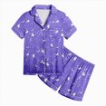 thumbnail image 5 of Cdudpw Halloween Pajamas Toddler Girl Print Halloween Pajama Set Short Sleeve Button Down Shirt Fall 2 Piece Outfits(A017-Purple), 5 of 5