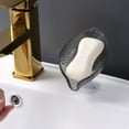 thumbnail image 5 of Leaf-Shape Self Draining Soap Dish with 45 Degree Slanted Design for Kitchen Counter No Punching Bar Soap Storage Tray for Shower Clear Gray, 5 of 5