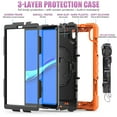 thumbnail image 2 of Dteck Lenovo Tab M10 HD (2nd Gen) 10.1 Inch 2020 Case TB-X306F/TB-X306X 10.1" Case with Built-in Screen Protector, Shockproof Rotatable Kickstand Cover Hand Strap and Shoulder Strap,Orange+Black, 2 of 8