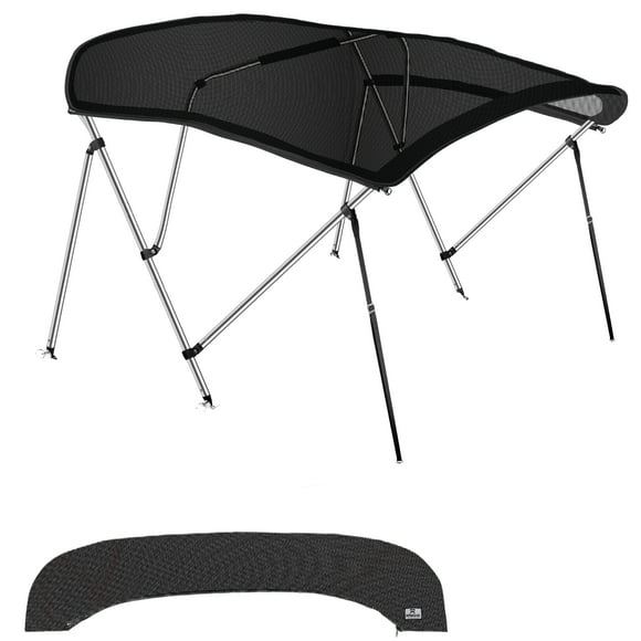 KNOX 4 Bow Mesh Bimini Tops, 900D Canvas, Bimini Top Hardware, Sun Shade Boat Canopy Kit, Frame, Support Poles, Storage Boot, Universal Fit For Boats, 54-60" W
