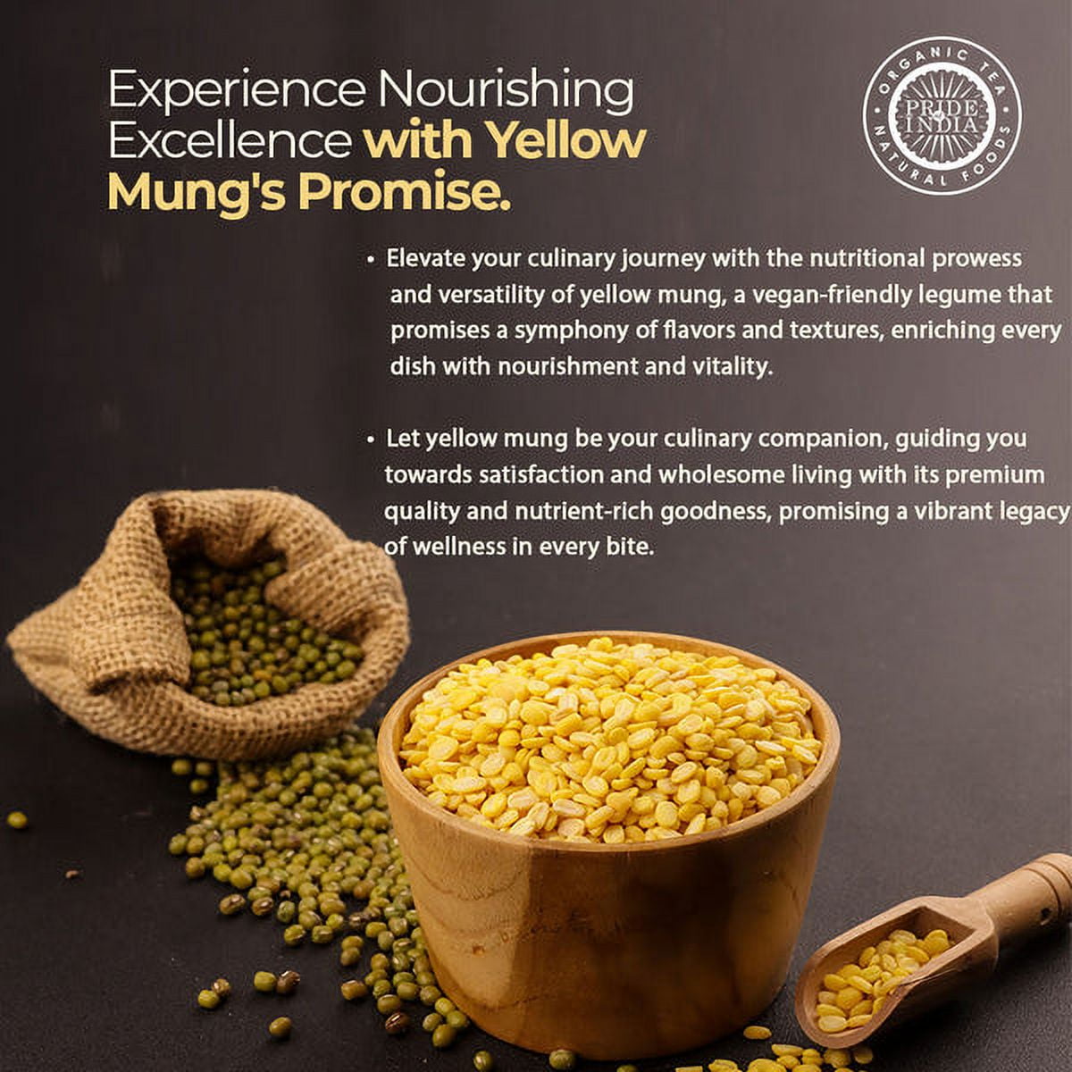 Pride of India | Pack of 6 - Split Yellow Mung Beans 3 lb | Vegan, Gluten Free