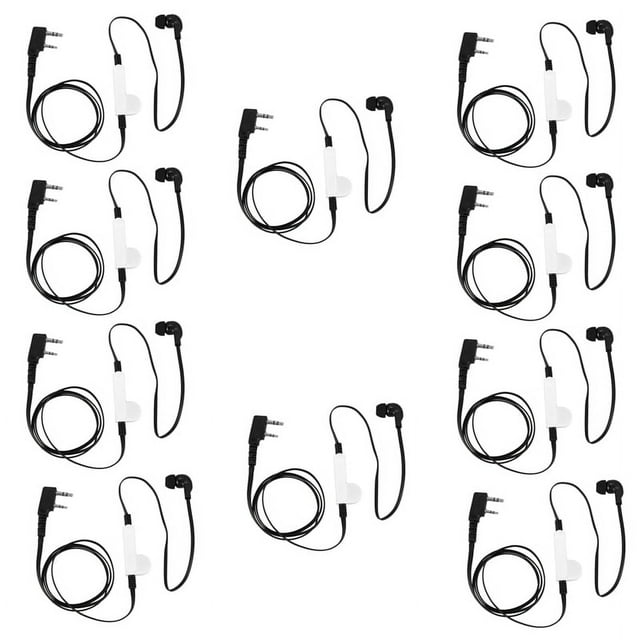 10X 2 Pin Estilo de Fideos Auriculares ErgonóMicos Enchufe K Auricular Auriculares para Baofeng Uv5R Bf-888S Uv5R Negro