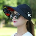 thumbnail image 5 of Mightlink Women Cap Leaf Print Flower Decoration Sun Protection Good-looking Women Sun Hat for Running, 5 of 7