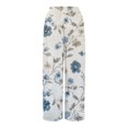 thumbnail image 5 of WTOBBY Women's Printed Wide Leg Pants with Floral Design High Waist Drawstring Loose Casual Trousers and Side Pockets for Summer Style ,Sky Blue XL, 5 of 6
