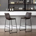 thumbnail image 2 of Vanity Art Set of 2 Pcs Synthetic Leather Upholstered Barstools Armlesss Dining Chairs with Metal Legs UC-13HB, 2 of 6