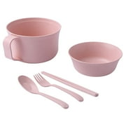 1 Set Simple Bento Bowl Pretty Wheat Straw Bowl with Lid and Table Ware