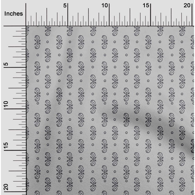 oneOone Polyester Lycra Fabric Circle|Leaves & Paisley Block Printed Fabric 1 Yard 56 Inch Wide