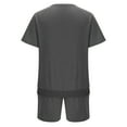 thumbnail image 6 of USNSM Men's 2 Piece Outfits Short Sleeve Waffle Knit Tracksuit Summer Soft Comfort Breathable Casual Shirt and Shorts Set Gray XXXL, 6 of 6