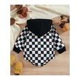 thumbnail image 4 of Baby Boy Romper Halloween Letter Pumpkin Checkerboard Print Long Sleeve Hooded Bottom Snap Jumpsuit, 4 of 9