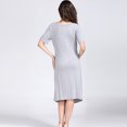 thumbnail image 6 of Zwiiyzr 2025 Women's Solid Color & Floral Side Ruch Maternity Dress/Short Sleeve Bodycon Dress Baby Shower Daily Wear Gray-L, 6 of 7