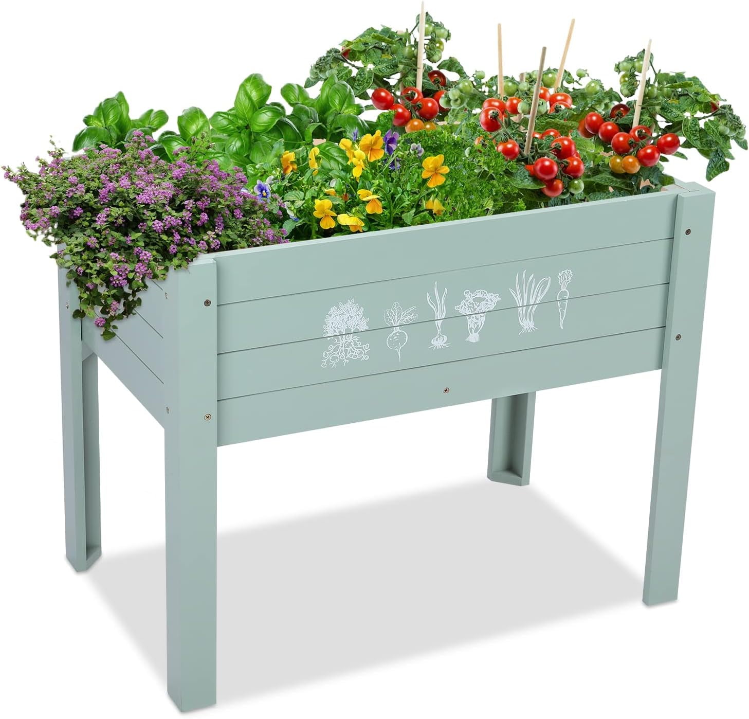 WONDER GARDEN Kids Raised Garden Bed,Raised Garden Bed-Planters for Outdoor Plants - Wood Planter Boxes Outdoor for Kids with Legs and DIY Chalkboard for Vegetables Flower Herb