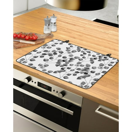 

Grey Botanical Stove Top Covers for Electric Stove Heat Insulation Fireproof Glass Cooktop Cover Counter Top Glass Stove Cover 31 x24 Gray Watercolor Elegent Spring Summer Floral