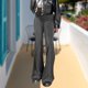 thumbnail image 5 of Color sólido Mujer Ligero Flare Pierna Slim Fit Señoras Pantalones elegantes Traje de calle FLhrweasw Nuevo, 5 of 7