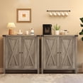 thumbnail image 1 of Ensemble d'Armoires de Rangement Style Ferme pour Entrée – Buffet Bahut Rustique Gris 2 Pcs avec Tablettes Ajustables et 2 Portes – Console Polyvalente pour l'Organisation du Salon, de la Salle à Manger, de la Cuisine Ou du Couloir, Gris, 1 of 8