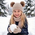 thumbnail image 3 of YUANxueke Winter Hat & Scarf & Gloves Set for Kids, Knitted Pom Pom Beanie, Warm 3-Piece Cold Weather Sets, 3 of 4