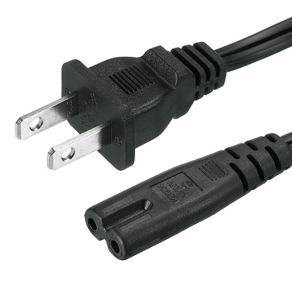 Uxcell 2Prong AC Power Cord 3ft 18 AWG 2Slot to C8 Female Cable Replacement Black