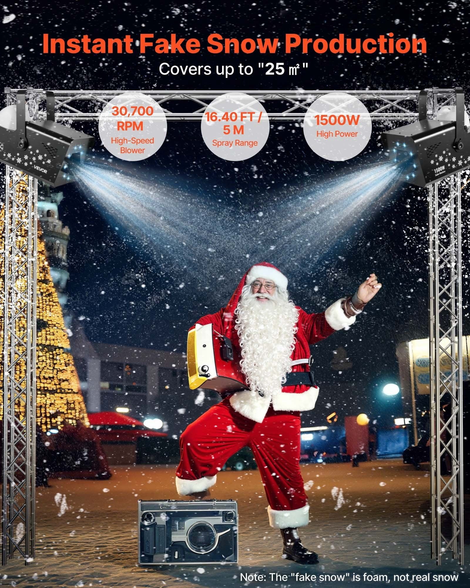 1500W Snow Machine with RGB DMX512 Signal Control, 9 LED Lights, Wireless Remote, High Output Snowflake Machine with 5L Tank, Portable DJ Stage Snow Maker for Christmas Parties Stage Effects