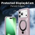 thumbnail image 2 of Allytechgroup iPhone 17 Case with Screen Protector, Compatible wiht Magsafe Hybrid TPU Hard PC Shockproof Anti-Scratch Ring Holder Kickstand Phone Case for Apple iPhone 17, Pink, 2 of 6