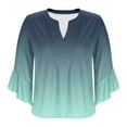 thumbnail image 5 of Summer Tops for Women 2025 Trendy Petal 3/4 Sleeve Shirts Oversized Trendy Casual V Neck Blouse Beach Vacation Clothes Navy M, 5 of 5