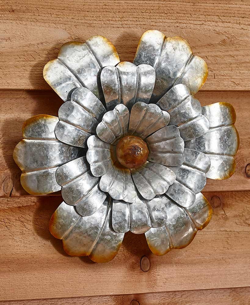 Galvanized Metal Wall Flower Daisy Large