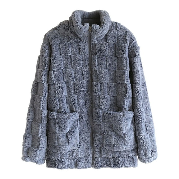 Womens Fleece Zip Up Jacket with Pockets Oversized Long Sherpa Hoodie Fuzzy Jackets Winter Soft Warm Coat