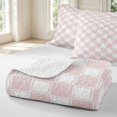 thumbnail image 4 of Manfei Modern Checkered Twin Quilt Set,Geometric Plaid Twin Coverlet Set,Pink White,2pcs,1 Bedspread and 1 Pillowcase, 4 of 7