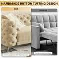 thumbnail image 5 of 97.7" King Pull Out Sofa Bed, Velvet Chesterfield Sleeper Sofa Couch, 3 in 1 Convertible Tufted Futon Couches with Ottoman for Living Room, Small Space, Apartment, Office, Bedroom, Oatmeal, 5 of 11