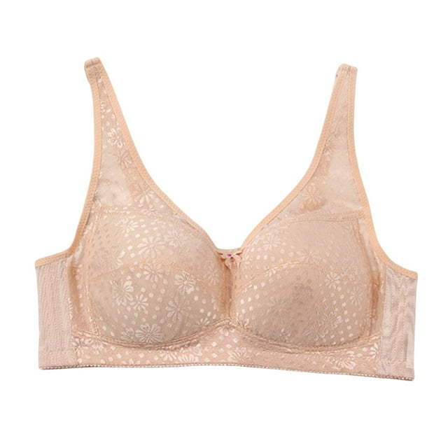 ManxiVoo Lace Minimizer Wireless Bra for Women Breathable Full Coverage Support Smoothing Underwire Free XXL Size Light Yellow
