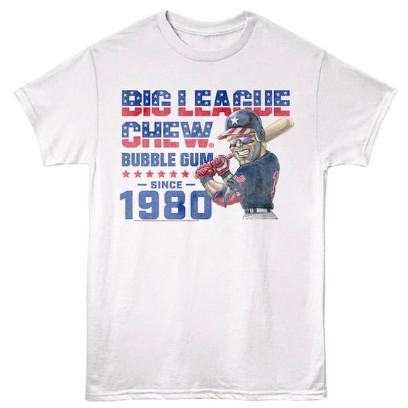 Big League Chew Star Spangled Gum Men's T Shirt (White, AdultS)