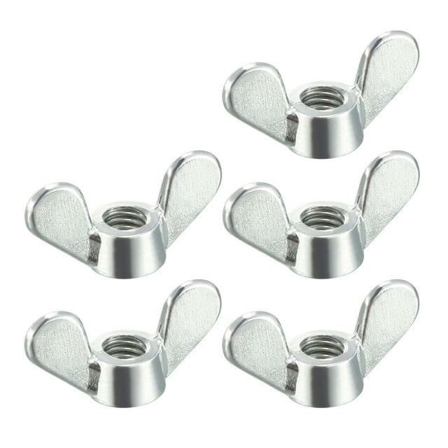 Unique Bargains M5 Wing Nuts Zinc Plated Fasteners Parts Butterfly Nut Silver Tone 5pcs