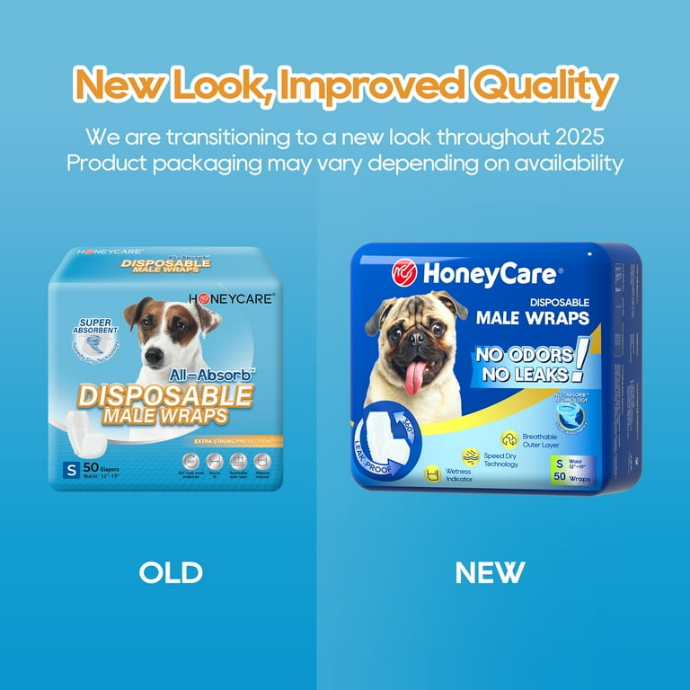 Honey Care All-Absorb Incontinence Wraps for Small Male Dogs