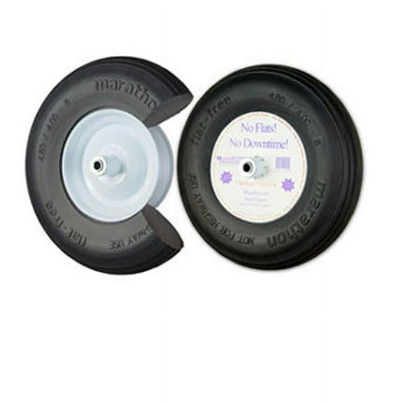 Marathon Industries  4.80-4.00 - 8 Flat-Free Wheelbarrow Tire - 3 in. Centered Hub