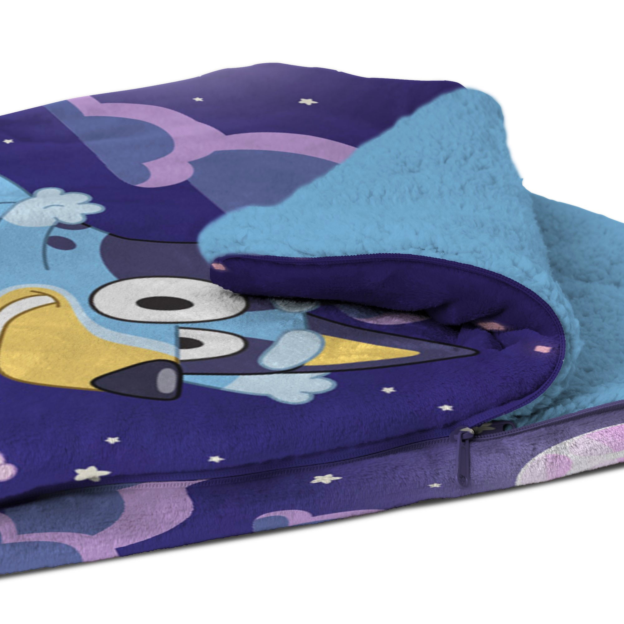 Bluey Bingo Slumber Pups Silk Touch Sherpa Sleeping Bag, Kids Entertainment