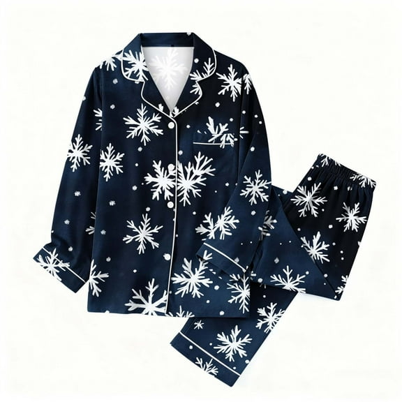 asdoklhq Flannel Pajamas for Women Set Christmas women's long sleeved hooded pajama set Multicolor 2X