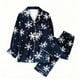 thumbnail image 4 of Puyaiuu Women 2 Piece Christmas Satin Pajama Set Cute Print Long Shirt Loose Shorts Matching Set Loungewear Gift, 4 of 5