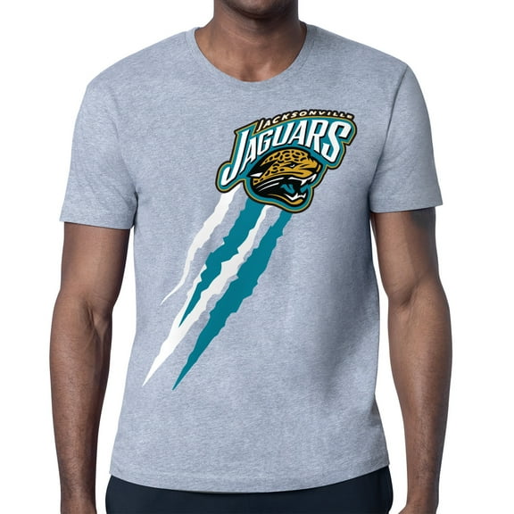 Men's Starter  Heather Gray Jacksonville Jaguars Retro Team Logo Color Scratch T-Shirt