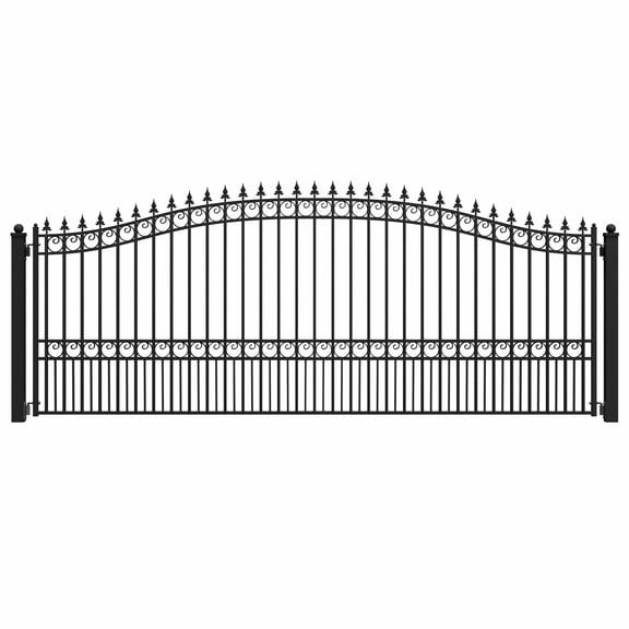 ALEKO Single Swing 16 x 6 feet Black Steel Driveway Gates London Style