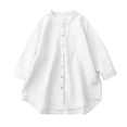 thumbnail image 6 of VBVC Women's Linen Cotton Button Down Shirt , Long Sleeve Loose Tunic Top For Women , Ladies' Lightweight Casual Blouse with Pockets,White,S-3XL, 6 of 7