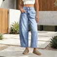 thumbnail image 2 of HXWCHs Women's Casual Wide Leg Denim Trousers Soft Washed High Waist Relaxed Fit Flowy Comfort Jeans XXL BU1, 2 of 4