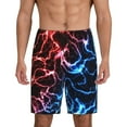 thumbnail image 1 of Bingfone Red And Blue Lightning for Men's Short Pajama Pants, Elastic Waist Drawstring Summer Shorts-Small, 1 of 6