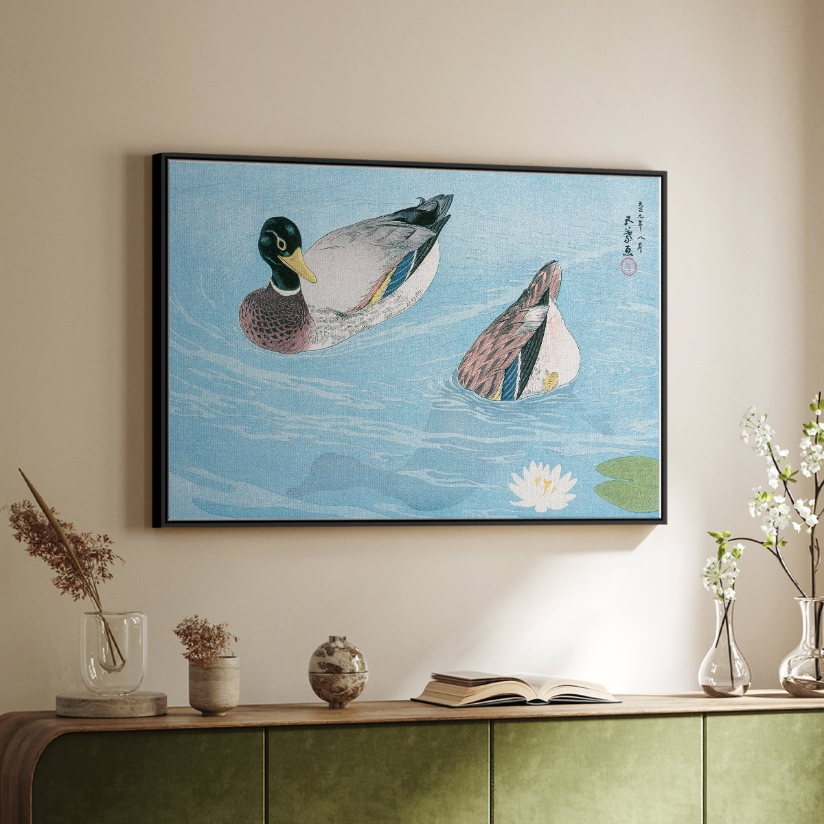 Vintage Landscape-XXXII By Wexford Home Framed in Black Wood Gallery Wrapped Canvas 27 in. x 41 in.