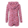 thumbnail image 4 of successthop Fleece Romper Women Lip Print Hood with Cute Ear Cozzy Zipper Long Sleeve with Pockets Shorts Loungewear, 4 of 5
